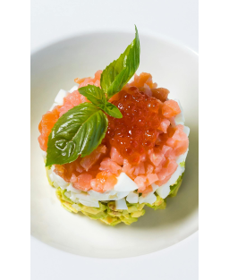 Recette du Tartare de Saumon et de Dorade au Sel Fou, Yuzu, Soja, Crème d’Avocat et Graines de Sésame au Wasabi
