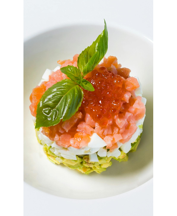Recette du Tartare de Saumon et de Dorade au Sel Fou, Yuzu, Soja, Crème d’Avocat et Graines de Sésame au Wasabi