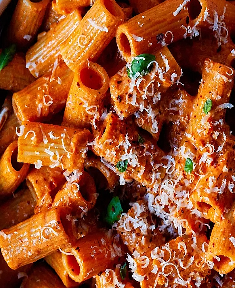 Recette traditionnelle de Pasta alla Vodka, un plat emblématique italo-américain, apprécié pour son raffinement crémeux.