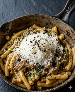Macaronis à la napolitaine, plat italien du XVIIIe siècle au sugo de veau