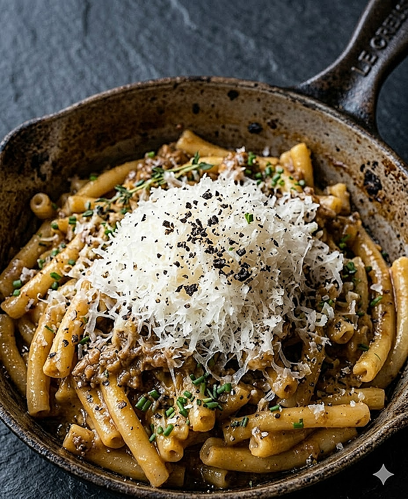 Macaronis à la napolitaine, plat italien du XVIIIe siècle au sugo de veau