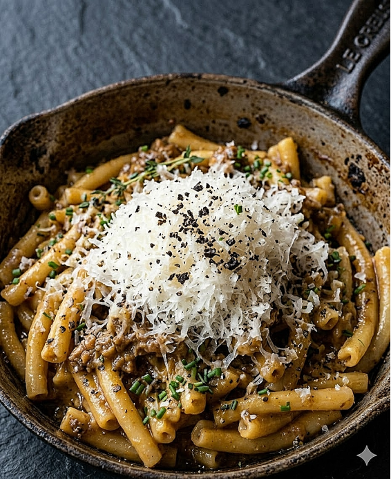 Macaronis à la napolitaine, plat italien du XVIIIe siècle au sugo de veau