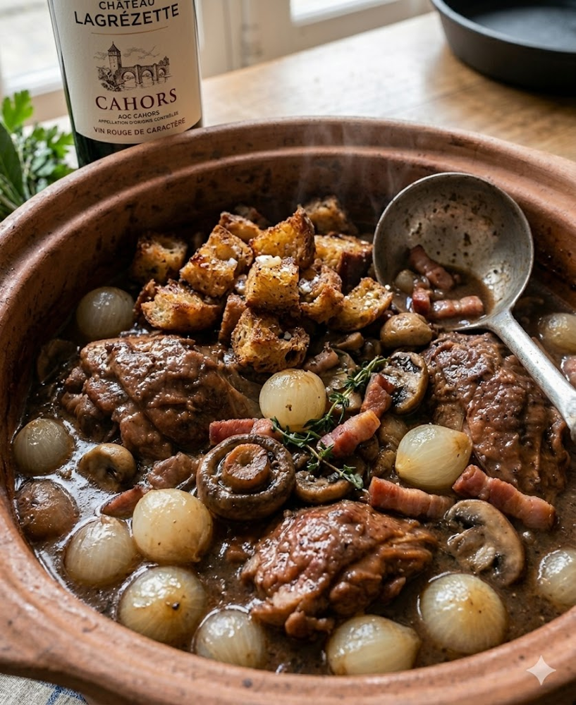 Recette de Civet de Lièvre à la Française  plat de gibier français fondant et corsé, mijoté au vin rouge et lié au sang