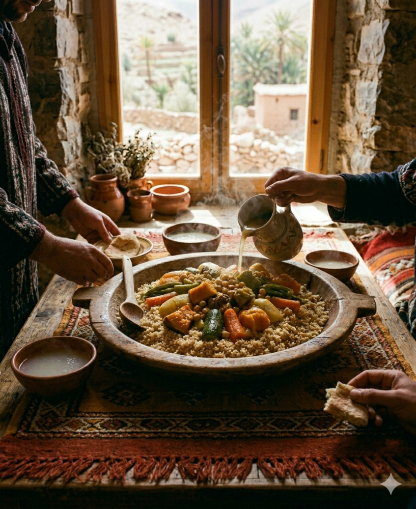 Recette du seksou — couscous berbère kabyle à la semoule d'orge, aux légumes et au smen