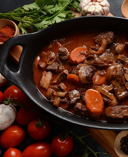 Recette traditionnelle française du Bœuf Bourguignon – plat emblématique de la cuisine de terroir