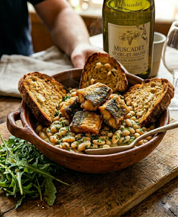 Recette de salade de mogettes et fricassée d’anguilles sur pain grillé façon préfou, spécialité du terroir vendéen