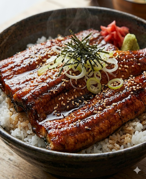 Recette d’Unagi Don, bol japonais de riz garni d’anguille grillée laquée à la sauce sucrée salée traditionnelle