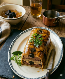 Recette de terrine de pigeon à la financière traditionnelle charcutière française de réception XIXe siècle