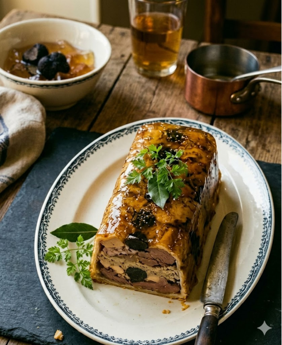 Recette de terrine de pigeon à la financière traditionnelle charcutière française de réception XIXe siècle