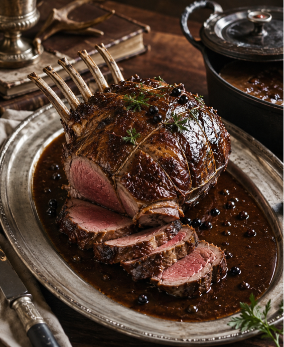 Recette de la selle de chevreuil Grand Veneur, pièce de gibier noble marinée et braisée, sauce liée au sang et au chocolat amer