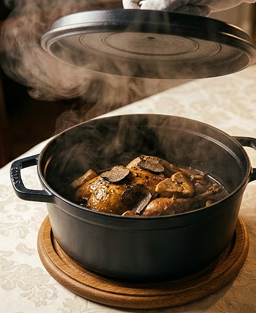 Recette de la perdrix Souvaroff, monument de la cuisine classique française à la cocotte lutée au foie gras et à la truffe