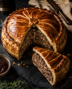 Recette du pithiviers de gibier, tourte feuilletée de tradition artisanale farcie d'une composition de viandes sauvages