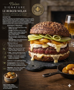 Burger Nolan Signature  gourmet à la française, entre rusticité et raffinement