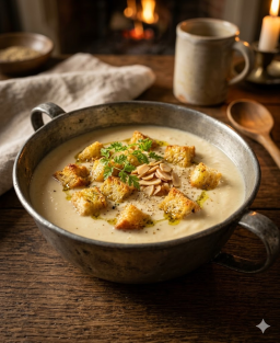Recette du Potage à la Reine Marguerite de Valois, velouté de volaille au riz et pâte d'amandes, table royale du XVe siècle