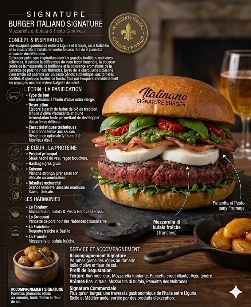 Burger Le Mozzarella di Buffala Signature Mozzarella au lait de bufflonne Fattorie Garofal Pesto