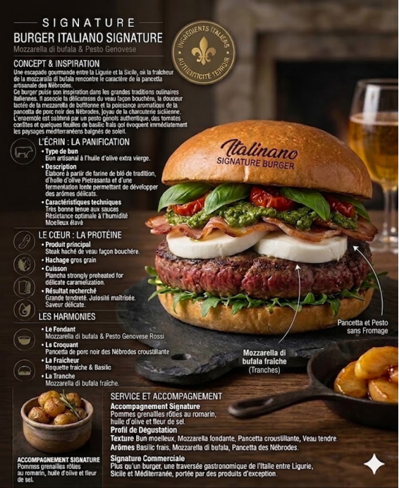 Burger Le Mozzarella di Buffala Signature Mozzarella au lait de bufflonne Fattorie Garofal Pesto
