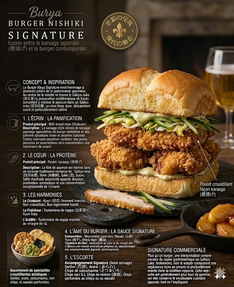 Burger Nishiki Signature (錦) fusion entre le karaage japonais (唐揚げ) et le burger contemporain