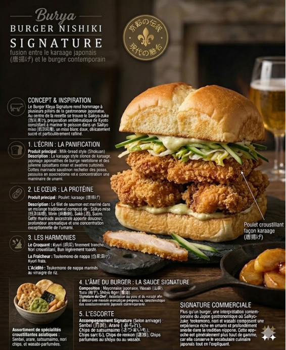 Burger Nishiki Signature (錦) fusion entre le karaage japonais (唐揚げ) et le burger contemporain