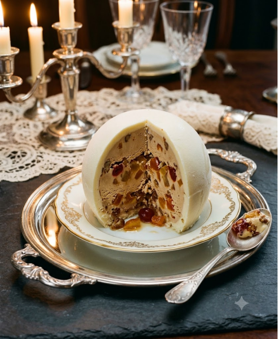 Recette de la Bombe Glacée Nesselrode — Pudding Glacé aux Marrons et Fruits Confits au Rhum