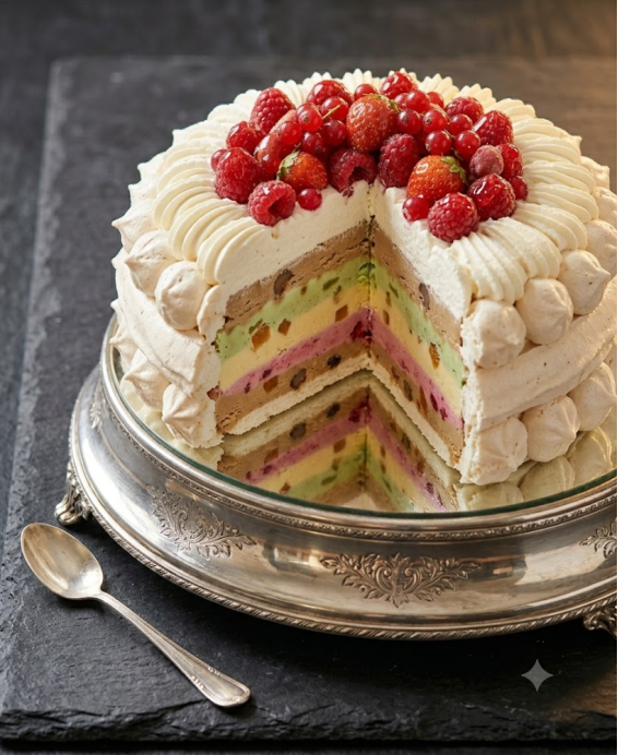 Recette du Vacherin Glacé Grand Format — Meringue, Glace et Crème Chantilly, Tradition Pâtissière Française du XIXe Siècle