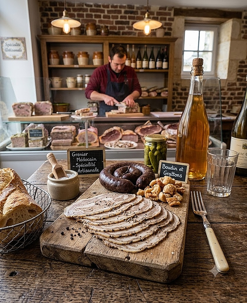 Recette du Grenier médocain, panse de porc roulée et cuite au court-bouillon — Médoc, Gironde