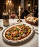 Recette de la Tête de veau en tortue : cuisson longue, sauce demi-glace tomatée aux herbes, crêtes de coq et cornichons