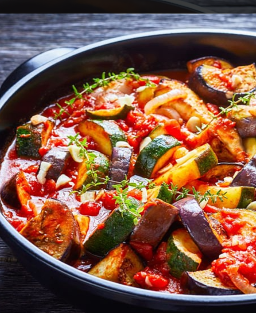 Recette traditionnelle de Ratatouille – Spécialité provençale, mijotée lentement aux légumes de saison