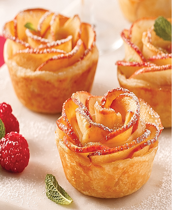 Recette Roses de Pommes au Calvados et Granité de Pomme Façon Trou Normand
